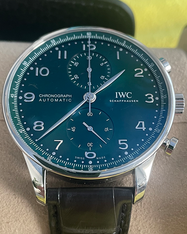 2021 IWC Portuguese Chronograph Steel Green Dial IW371615 Grailzee