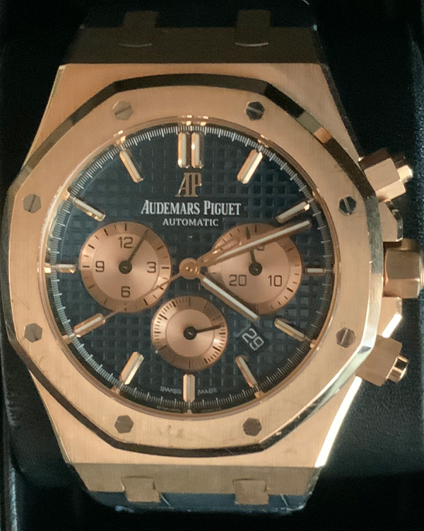 2017 Audemars Piguet Royal Oak Chronograph Rose Gold Blue Dial (26331OR)