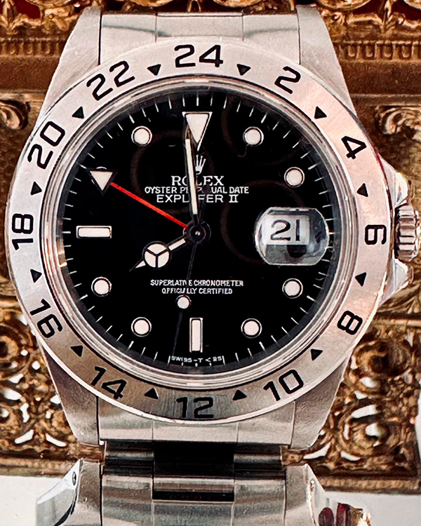 1999 (A Serial) Rolex Explorer II Vintage 40MM Black Dial Oyster Bracelet (16570)