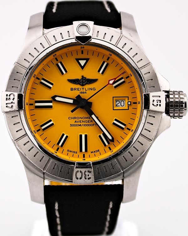 2021 Breitling Avenger "Seawolf" 45MM Yellow Dial Leather Strap (A17319101I1X2)