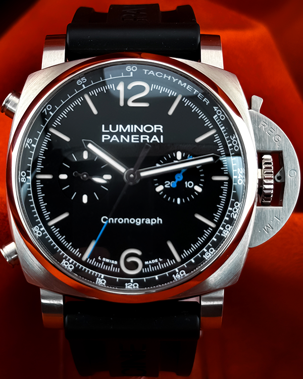 2023 Panerai Luminor Chrono 44MM Black Dial Rubber Strap (PAM01109)