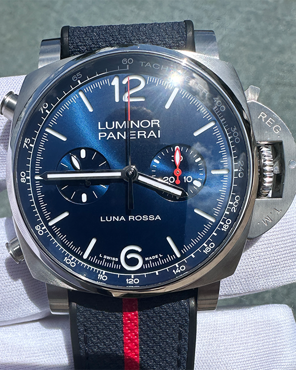 2022 Panerai Luminor Chrono Luna Rossa 44MM Blue Dial Rubber/Textile Strap (PAM01303)