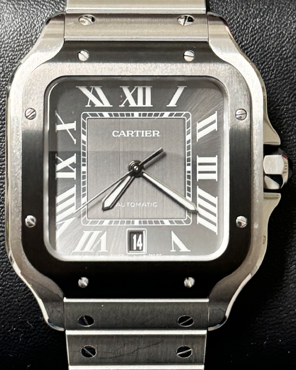 Cartier Santos De Cartier 39.8MM Grey Dial Steel Bracelet (WSSA0037)