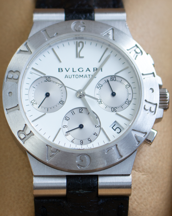 Bvlgari Diagono 35MM White Dial Leather Strap (CHW 35 G)