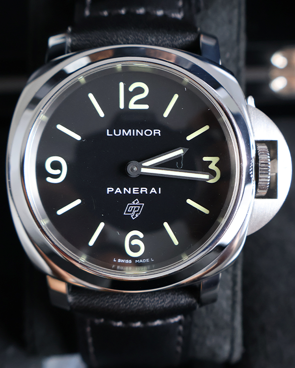 No Reserve  - 2017 Panerai Luminor Base Logo 44MM Black Dial Leather Strap (PAM01000)