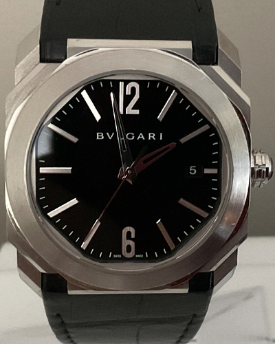 Bvlgari Octo Solotempo 38MM Black Dial Leather Strap (BGO 38 S)