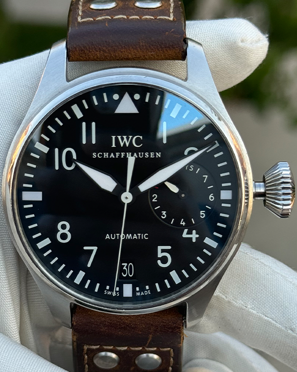 IWC Schaffhausen Big Pilot 46.2MM Black Dial Leather Strap (IW500901)