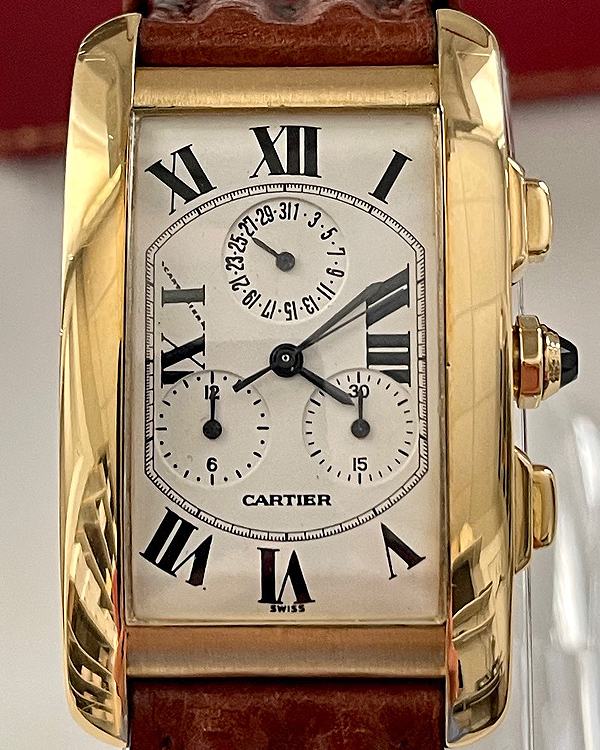 Cartier Tank Américane 26x45MM Quartz Silver Dial Leather Strap (1730)