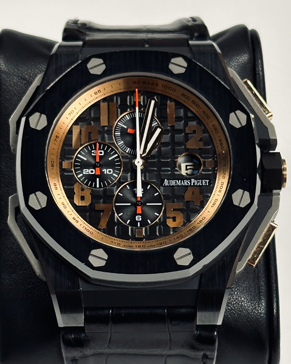 2012 Audemars Piguet Royal Oak L.E. Arnold Schwarzenegger The Legacy Black Dial Leather Strap (26378IO.OO.A001KE.01)