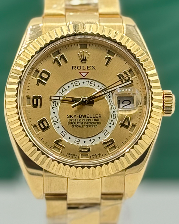 Rolex Sky-Dweller 42MM Champagne Dial Yellow Gold Oyster Bracelet (326938)