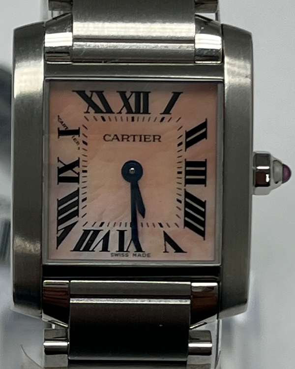 Cartier Tank Française 20x25MM Quartz Pink Mother Of Pearl Dial Steel Bracelet (W51028Q3)