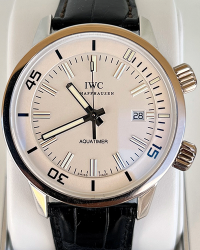 IWC Schaffhausen Aquatimer 44MM Silver Dial Leather Strap (IW323105)