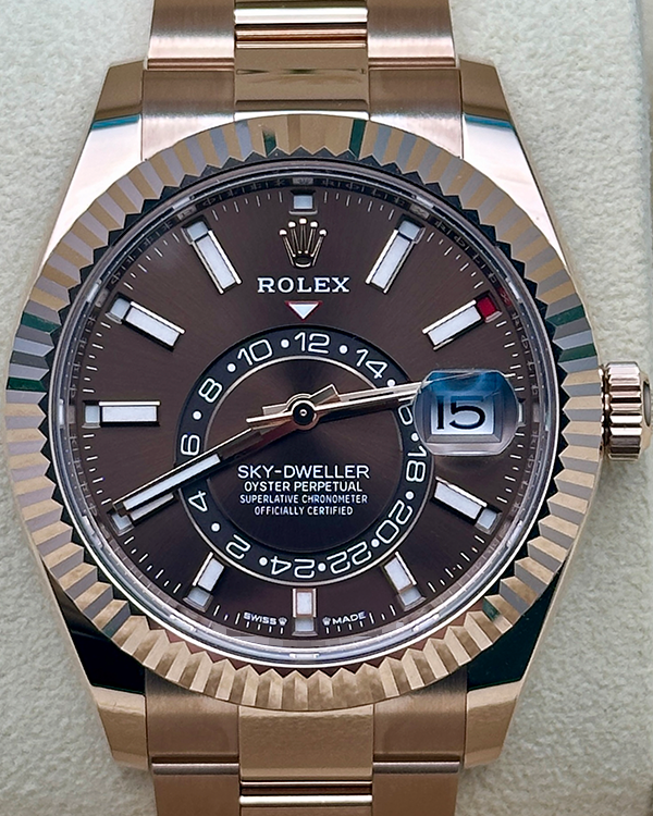 2024 Rolex Sky-Dweller 42MM Chocolate Dial Everose Gold Oyster Bracelet (336935)