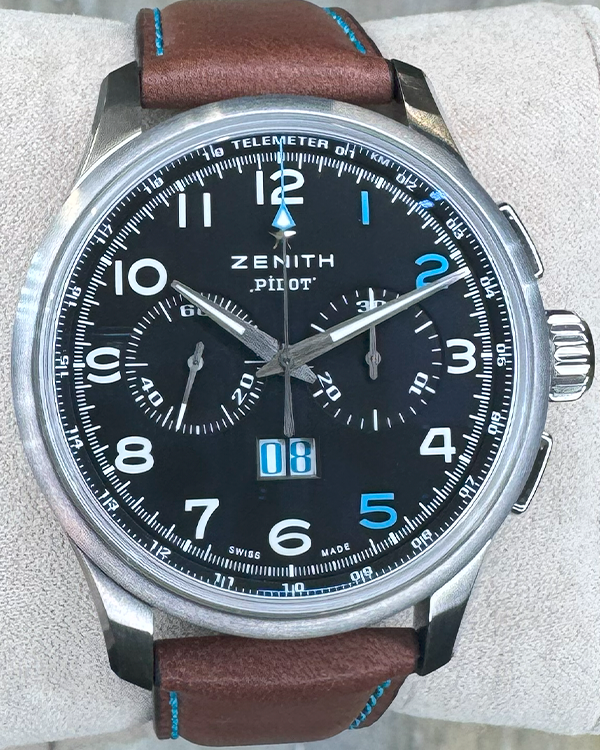 2024 Zenith El Primero Big Date Chronograph L.E. 42MM Black Dial Leather Strap (03.2415.4010/27.C767)