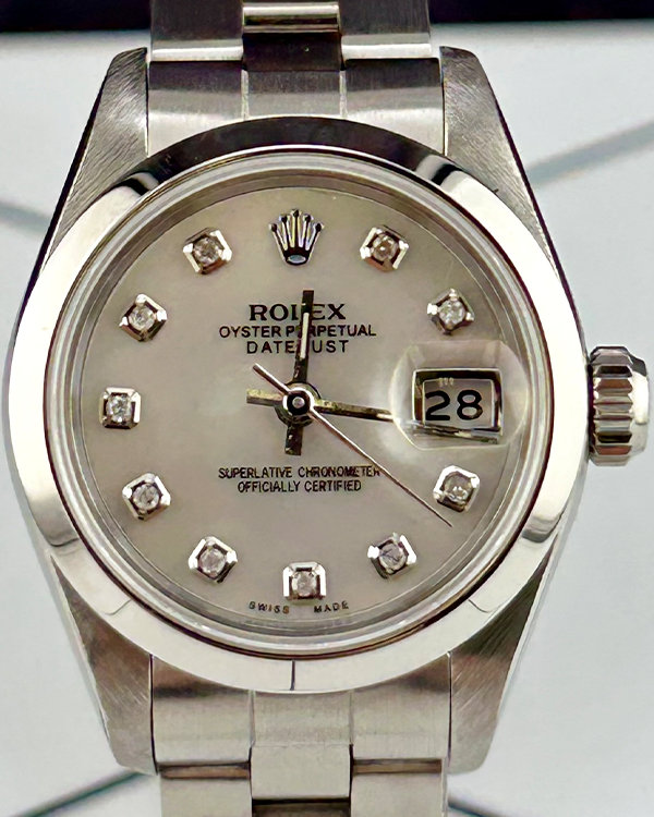 1988 (9.7 Mill. Serial) Rolex Oyster Perpetual Lady Date 26MM Aftermarket Mother-Of-Pearl Dial Oyster Bracelet (69160)