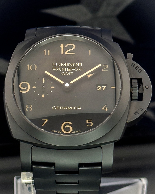 No Reserve - 2014 Panerai Luminor 1950 3 Days GMT Automatic Tuttonero 44MM Black Dial Ceramic Bracelet (PAM00438)