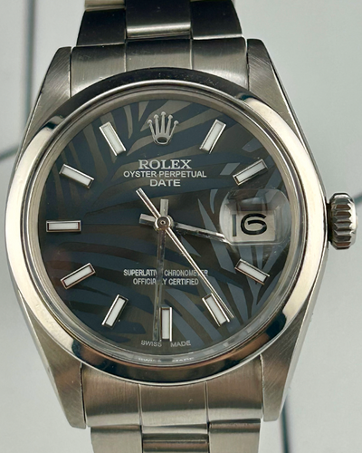 Rolex Oyster Perpetual Date 34MM Aftermarket "Palm Motif" Black Dial Oyster Bracelet (1500)