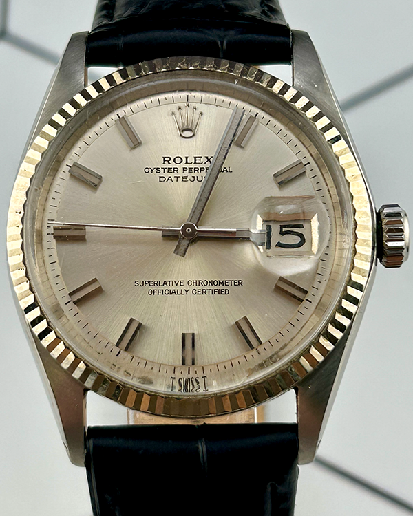 Rolex Datejust 36MM Silver Dial Aftermarket Leather Strap (1601)