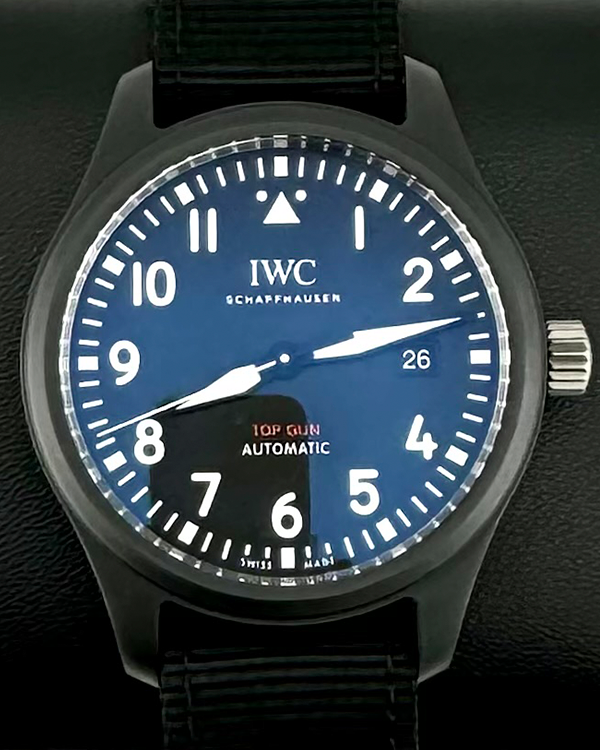 2024 IWC Schaffhausen Pilot Chronograph Top Gun 41MM Black Dial Textile Strap (IW326906)