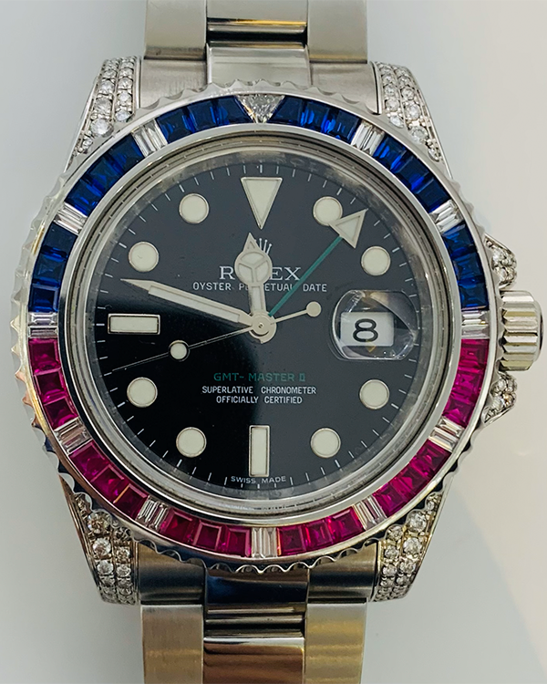 Rolex GMT- Master ll 40MM Aftermarket Bezel Black Dial Steel Bracelet (116710LN)