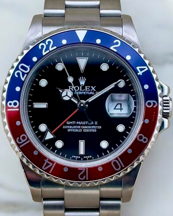 Rolex GMT-Master II "Pepsi" 40MM Black Dial Oyster Bracelet (16710)