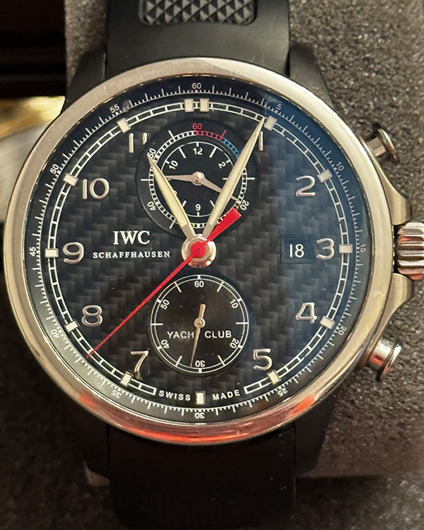 No Reserve - IWC Schaffhausen Portugieser Yacht Club Chronograph L.E. 45MM Carbon Fiber Dial Rubber Strap (IW390212)