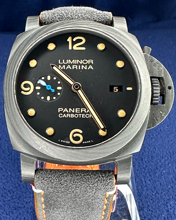 2019 Panerai Luminor Marina 1950 3 Days 44MM Black Dial Aftermarket Leather Strap (PAM00661)