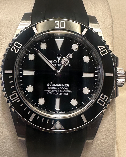 2022 Rolex Submariner No Date 41MM Black Dial Aftermarket Rubber Strap (124060)