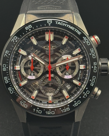 2020 TAG Heuer Carrera 45MM Skeleton Dial Rubber Strap (CBG2A10.FT6168)