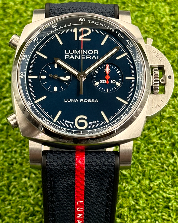 2022 Panerai Luminor Chrono Luna Rossa 44MM Blue Dial Rubber/Textile Strap (PAM01303)