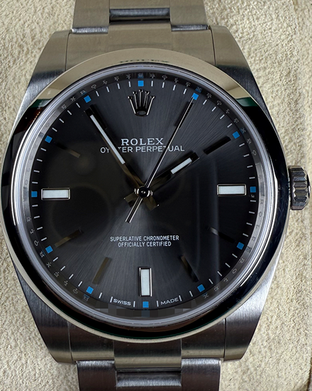 2017 Rolex Oyster Perpetual 39MM Rhodium Dial Oyster Bracelet (114300)