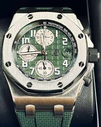 Audemars Piguet Royal Oak Offshore Chronograph 42MM Green Dial Rubber Strap (26238TI.OO.A056CA.01)