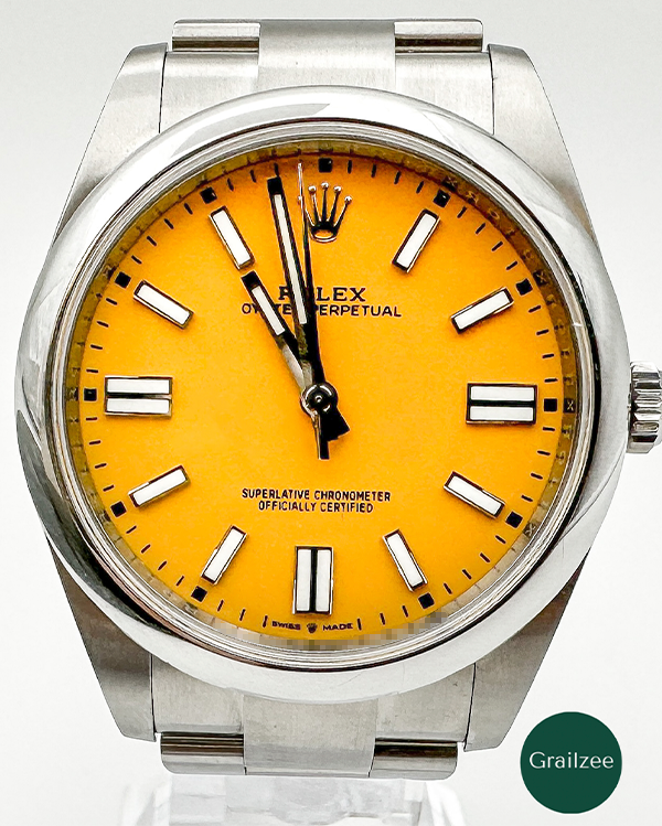 2021 Rolex Oyster Perpetual 41 Oystersteel Yellow Dial (124300)