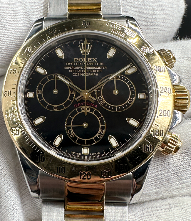 2000 (P Serial ) Rolex Cosmograph Daytona 40MM Black Dial Two-Tone Oyster Bracelet (116523)