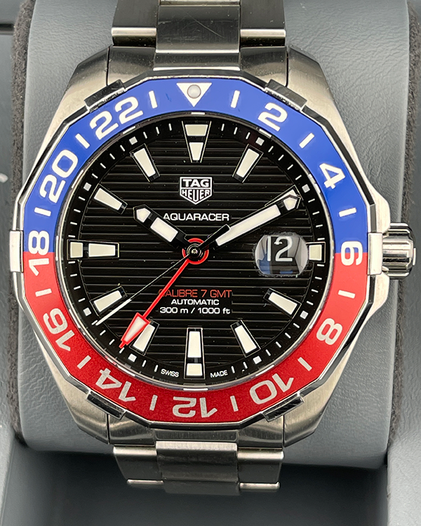 2020 TAG Aquaracer GMT 300M 43MM Black Dial Steel Bracelet (WAY201F.BA0927)