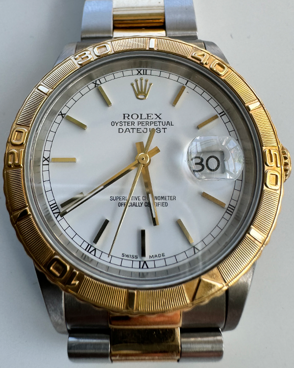 2001 (K Serial) Rolex Datejust Turn-O-Graph "Thunderbird" 36MM White Dial Two-Tone Oyster Bracelet (16263)