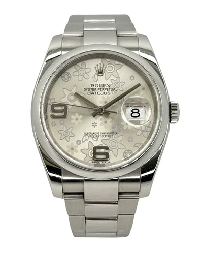 Rolex Datejust 36MM Silver "Floral Motif" Dial Oyster Bracelet (116200)