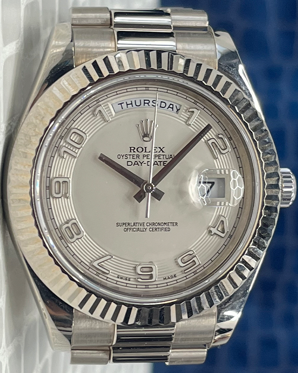 Rolex Day-Date II 41MM White Dial White Gold President Bracelet (218238)