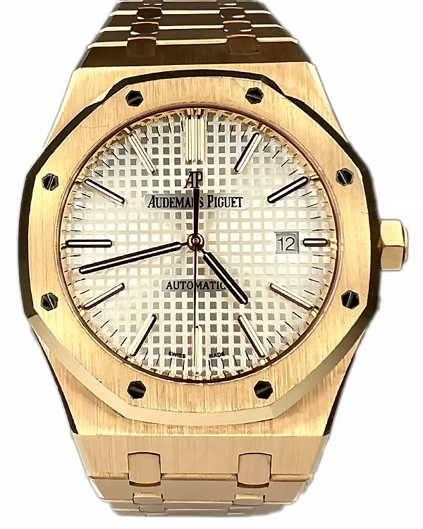 2015 Audemars Piguet Royal Oak Selfwinding 41MM Silver Dial Rose Gold Bracelet (15400OR.OO.1220OR.02)