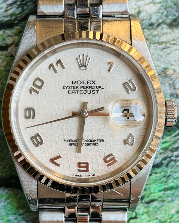 Rolex Datejust 36MM White "Anniversary" Dial Jubilee Bracelet (16234)