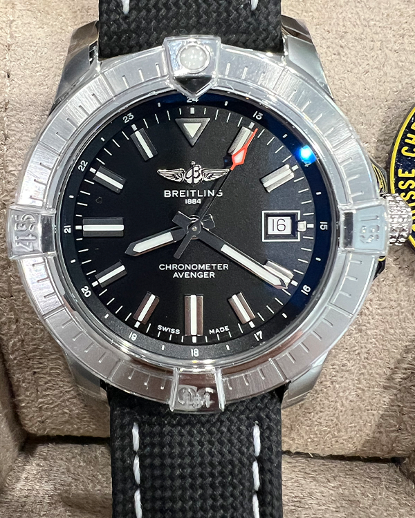 2024 Breitling Avenger  Automatic 43MM Black Dial Leather/Textile Strap (A17318)