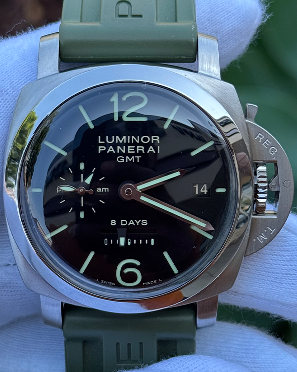 Panerai Luminor 1950 8 Days 44MM Black Dial Rubber Strap (PAM00233)