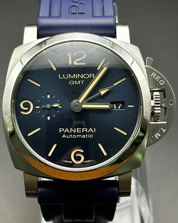 2020 Panerai Luminor 1950 3 Days GMT 44MM Blue Dial Rubber Strap (PAM01033)