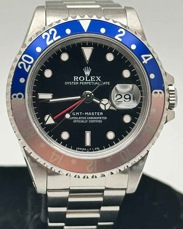 1997 Rolex GMT-Master "Faded Pepsi" 40MM Black Dial Steel Bracelet (16700)