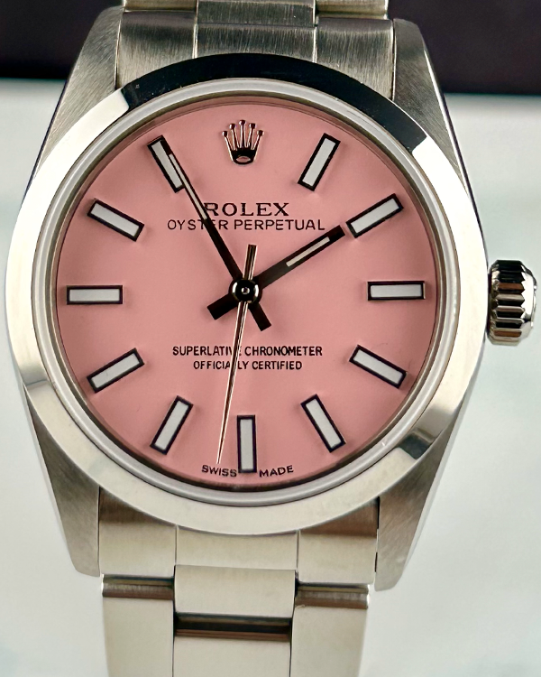 1989 Rolex Oyster Perpetual Vintage 31MM Aftermarket Pink Dial Oyster Bracelet (67480)