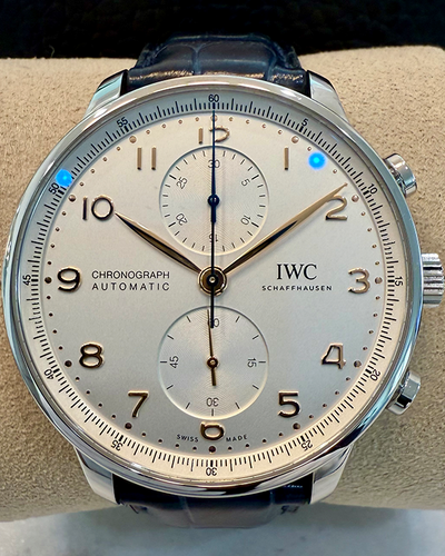 2023 IWC Schaffhausen Portugieser Chronograph 41MM Silver Dial Leather Strap (IW371604)