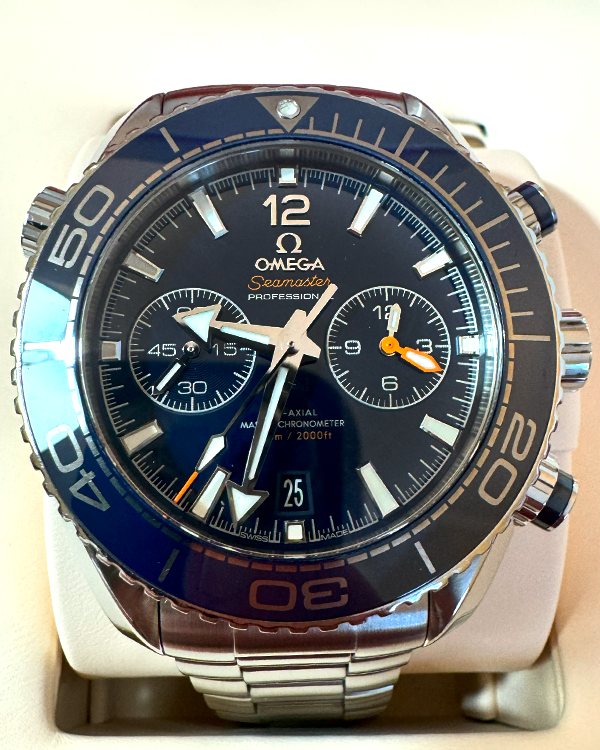 2019 Omega Seamaster Planet Ocean Chronograph 45.5MM Blue Dial Steel Bracelet (215.30.46.51.03.001)