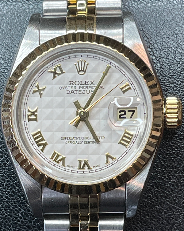 Rolex Lady-Datejust 26MM White Pyramid Dial Two-Tone Jubilee Bracelet (69173)