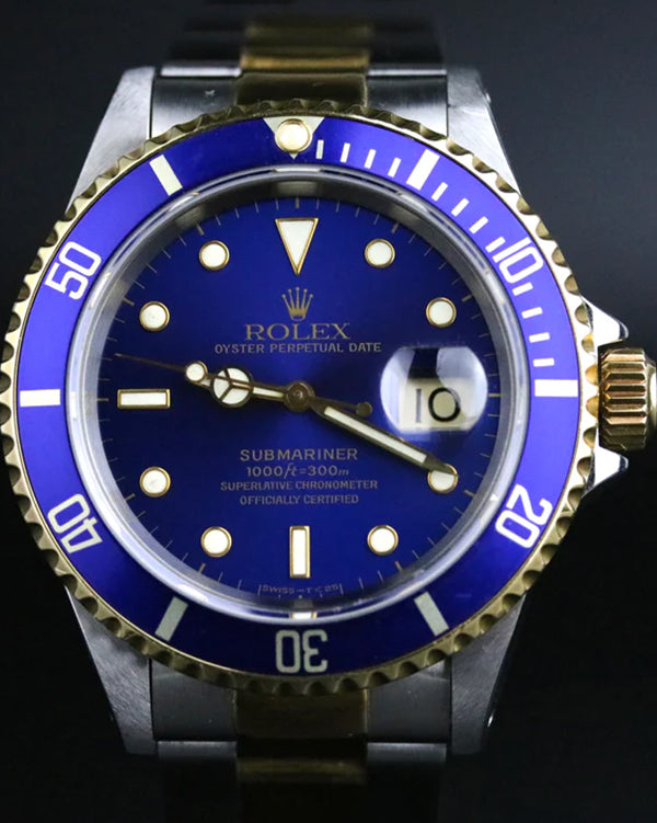 1994 (S-Serial) Rolex Submariner Date "Bluesy" 40MM Blue Dial Two-Tone Bracelet (16613)