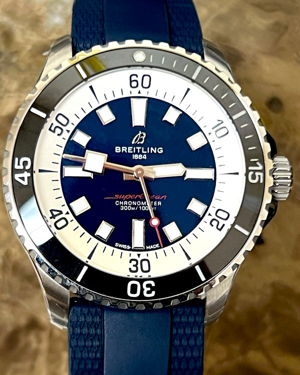 2024 Breitling Superocean 44MM Blue Dial Rubber Bracelet (A17376211C1S1)